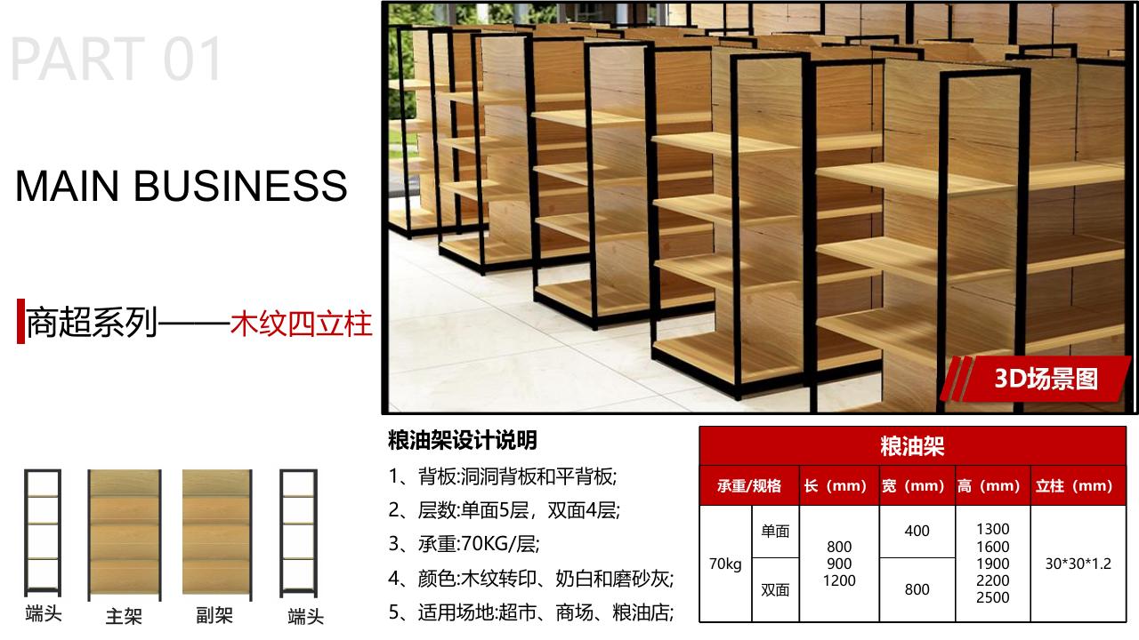 木纹四立柱货架