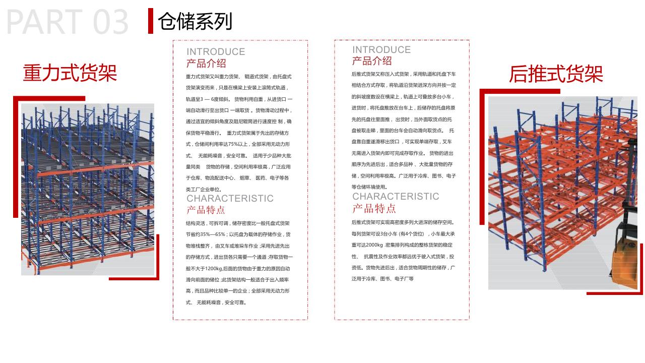 重力式/后推式货架